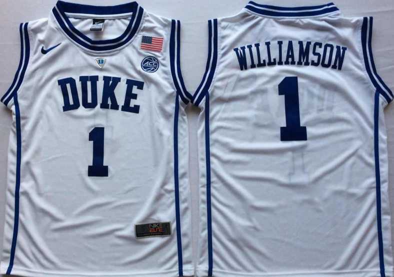 Duke Blue Devils 1 Zion Williamson White Nike College Basketball Jersey,We sell and wholesale Duke Blue Devils 1 Zion Williamson White Nike College Basketball Jersey on line form chian!